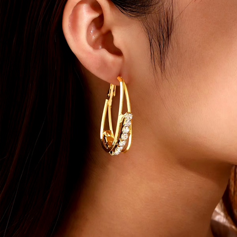 Strassie™ Hoop Earrings with Rhinestones - 18K Gold ✨
