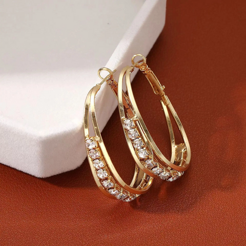 Strassie™ Hoop Earrings with Rhinestones - 18K Gold ✨