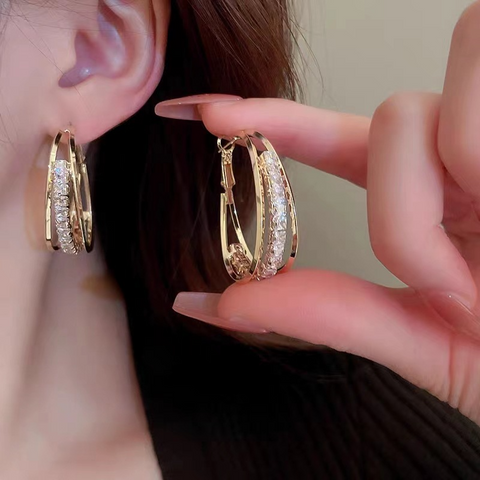 Strassie™ Hoop Earrings with Rhinestones - 18K Gold ✨