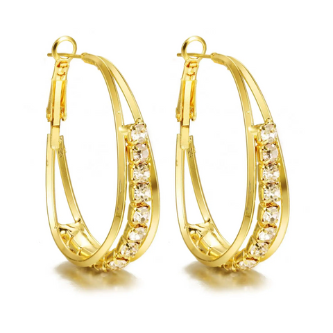 Strassie™ Hoop Earrings with Rhinestones - 18K Gold ✨