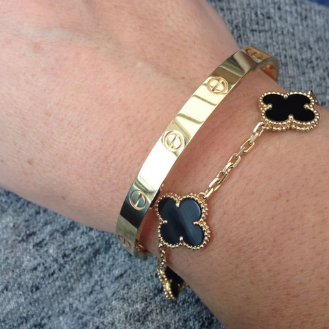 Bracelet à breloques trèfle porte-bonheur🍀