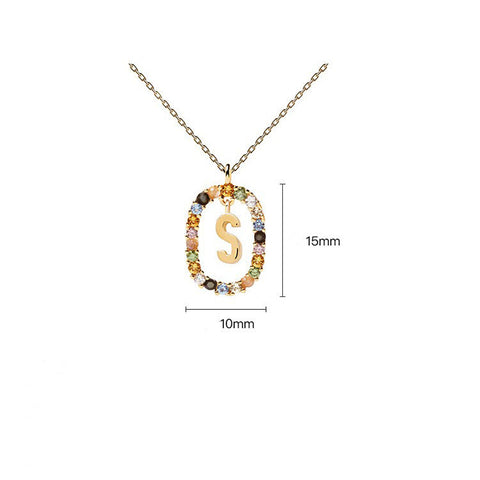 HeyCuzi Colorful Gemstone Letter Necklaces