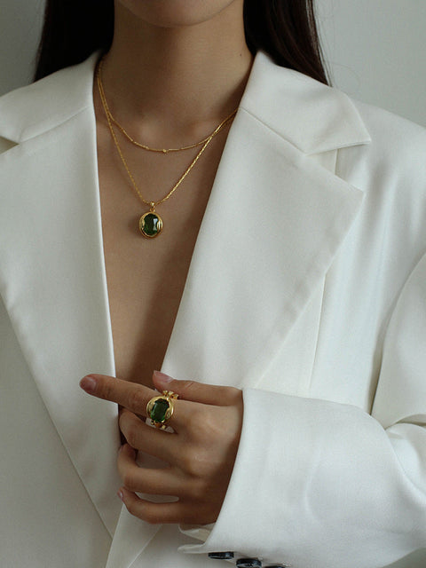 Collier vert olive de printemps HeyCuzi