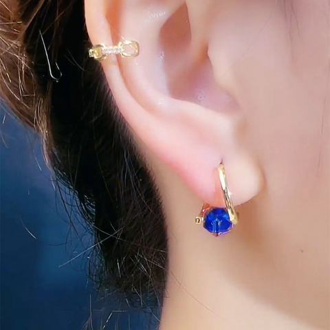 Boucles d'oreilles strass cristal bleu💎
