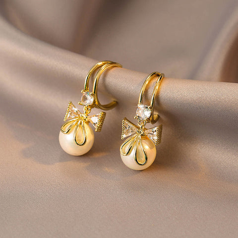 HeyCuzi Pearl Bow Earrings