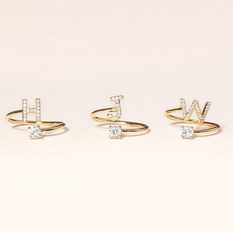 HeyCuzi Initial Letters Ring