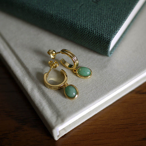 HeyCuzi Emerald Gold Hoops