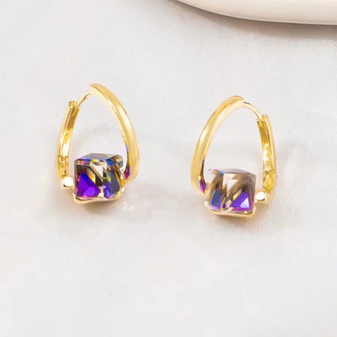 Boucles d'oreilles strass cristal bleu💎