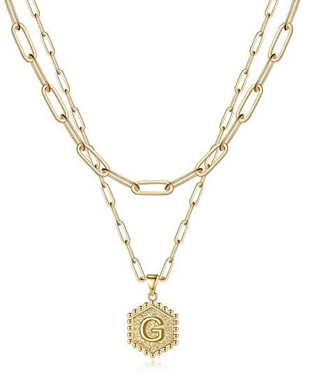 HeyCuzi Collier ras du cou avec lettre initiale superposée
