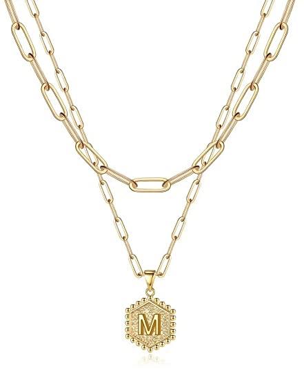 HeyCuzi Collier ras du cou avec lettre initiale superposée