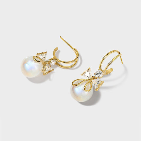 HeyCuzi Pearl Bow Earrings