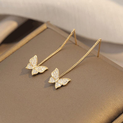 🦋 Boucles d'oreilles papillon en diamant💎