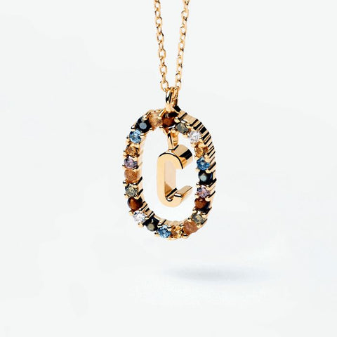 HeyCuzi Colorful Gemstone Letter Necklaces