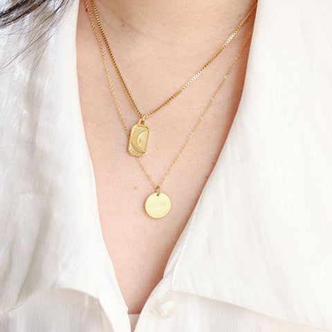 Collier gravé HeyCuzi Stamped Sun &amp; Moon