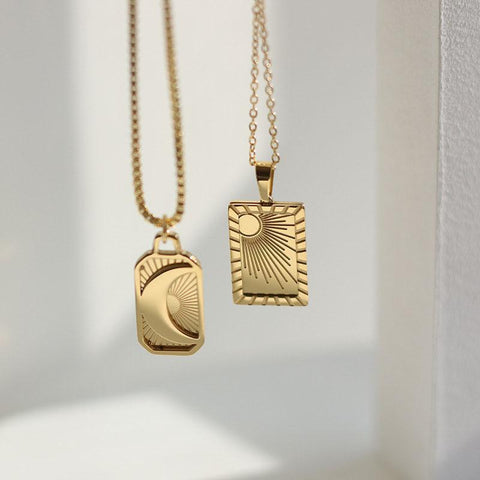 Collier gravé HeyCuzi Stamped Sun &amp; Moon