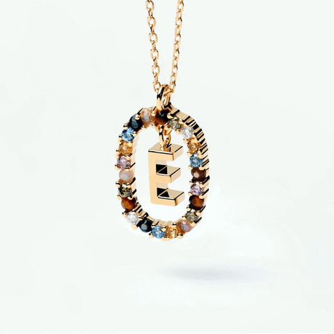 HeyCuzi Colorful Gemstone Letter Necklaces