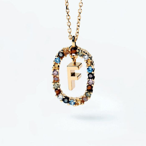 HeyCuzi Colorful Gemstone Letter Necklaces