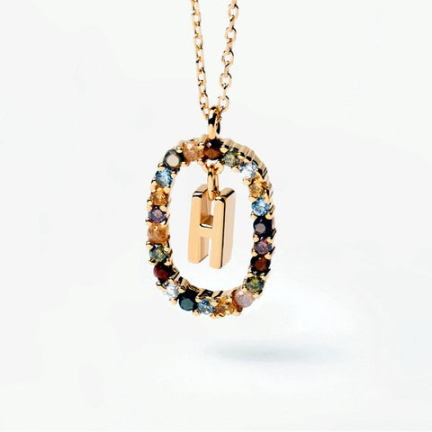 HeyCuzi Colorful Gemstone Letter Necklaces