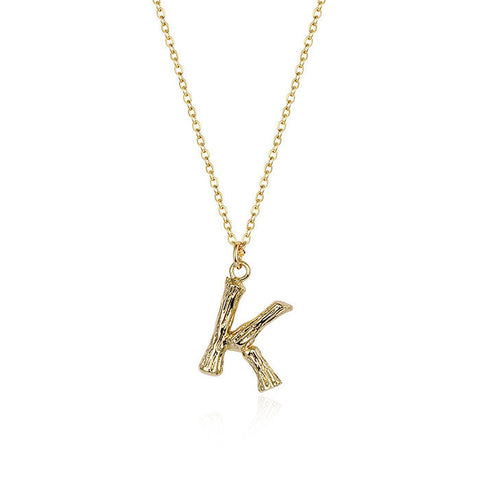 Collier de lettres initiales HeyCuzi (lettre de style rustique en bambou)