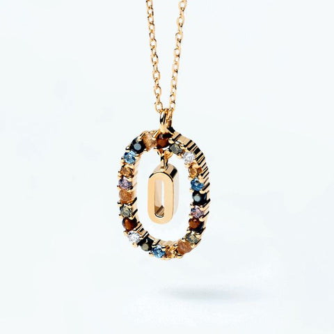 HeyCuzi Colorful Gemstone Letter Necklaces