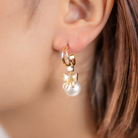 HeyCuzi Pearl Bow Earrings