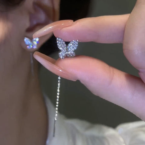 🦋 Boucles d'oreilles papillon en diamant💎