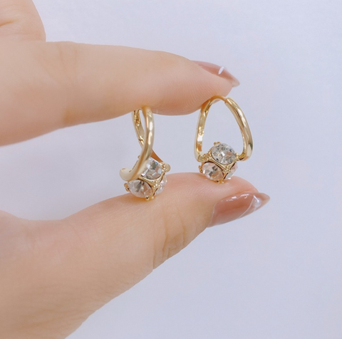 Boucles d'oreilles de luxe en pierre strass blanche💎